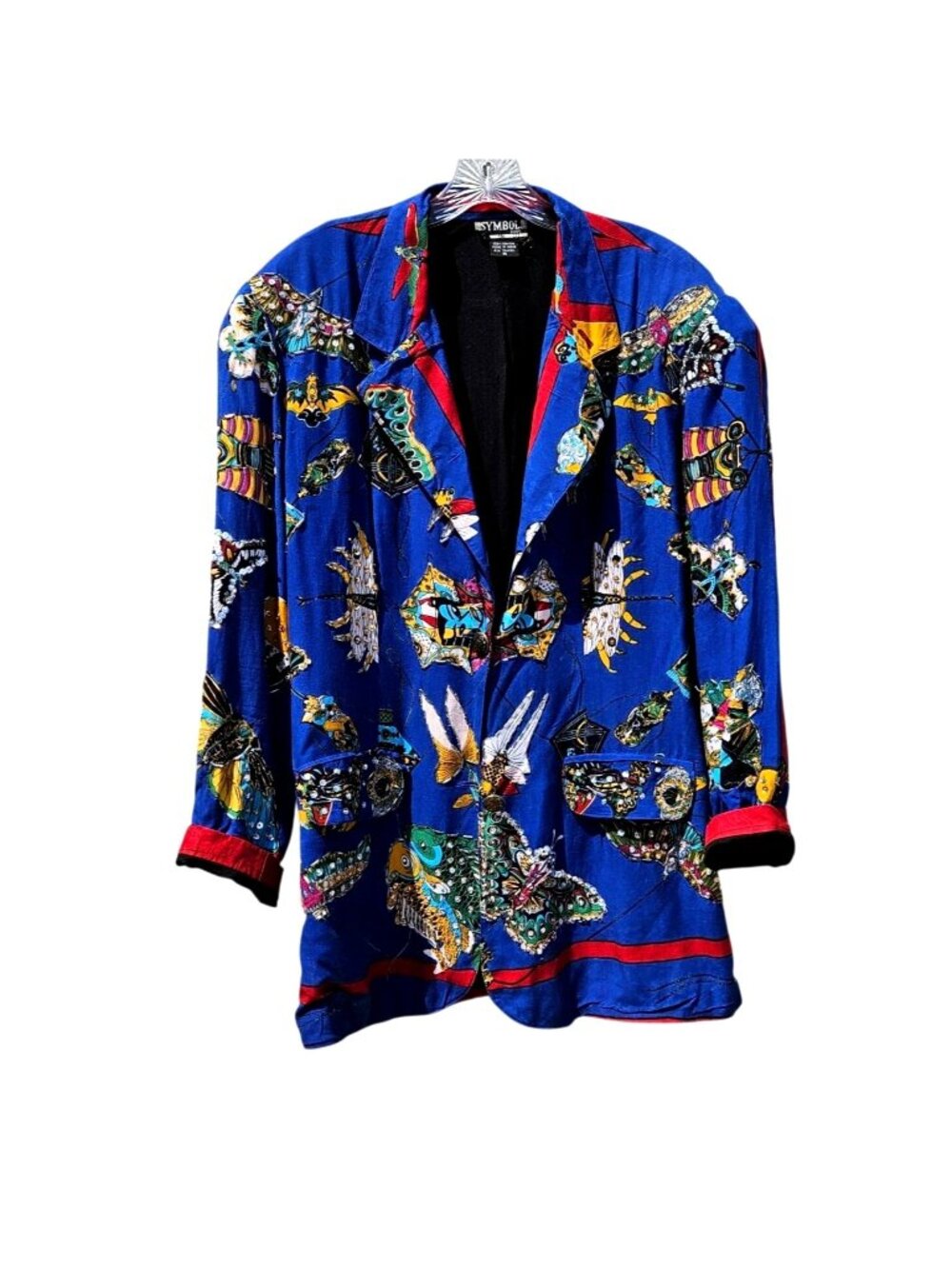 Symbol 2000 90s Beaded Soies Volantes Butterfly Blazer Rayon India Unisex M/L